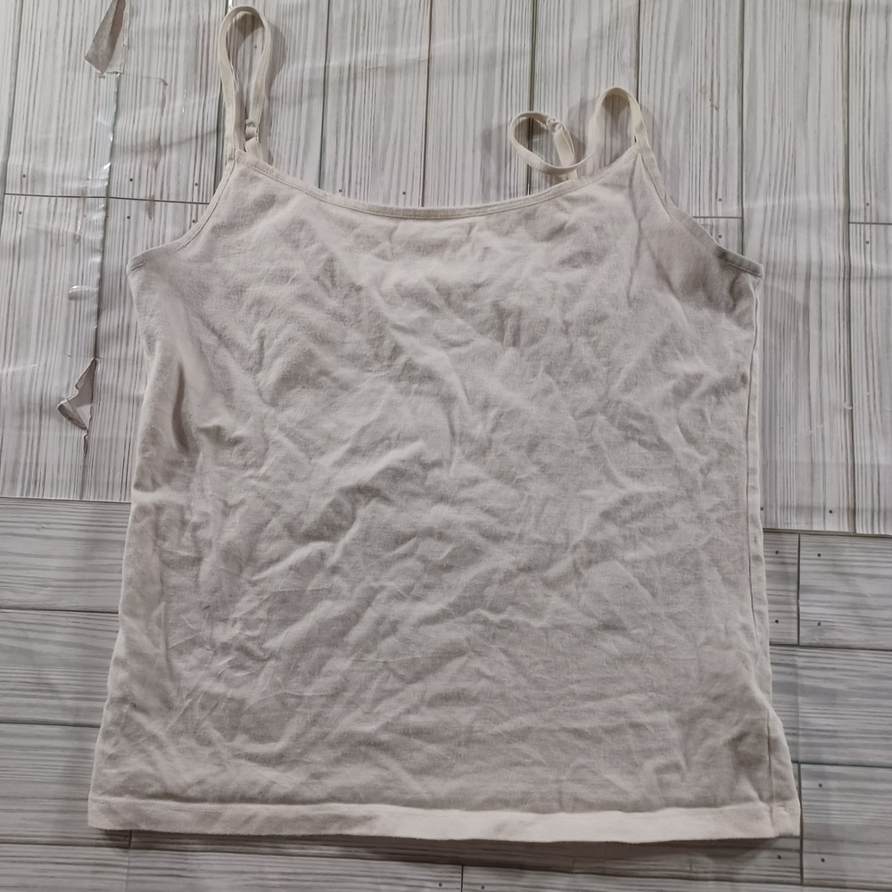 Womens Beige Adjustable Spaghetti Strap Camisole Tank Top Solid Neutral Small